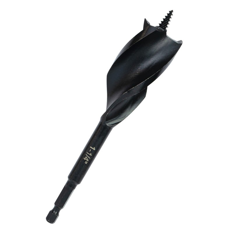 Greycore Tools 1-1/4 Inch x 6 Inch 3-Flute Auger Bit, Wood Drill Bit for Hard and Soft Wood, 1/4    Quick Change Shank, Woodworking Auger Bits (1-1/4    x 6    Auger) - Image 5